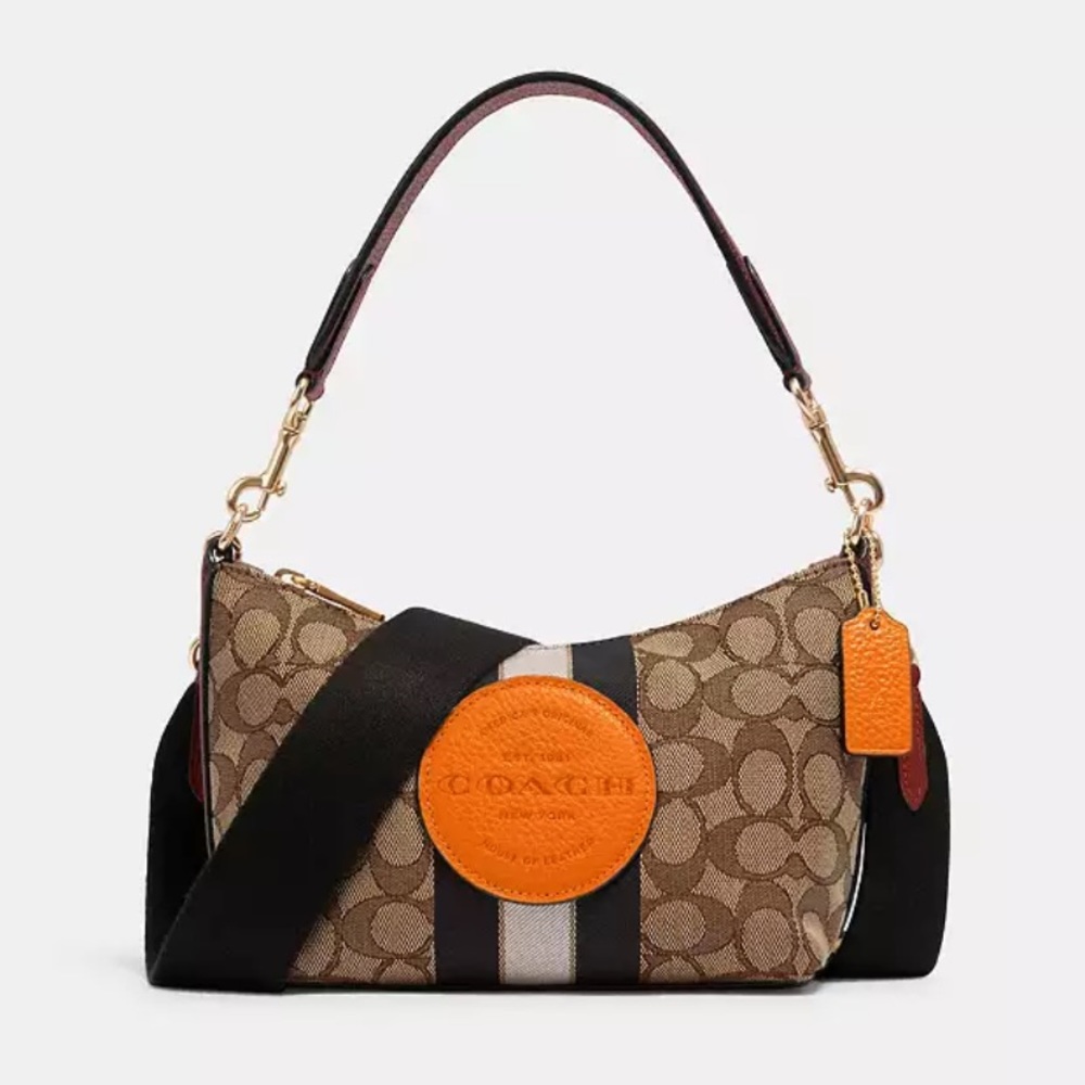 Coach Dempsey Shoulder Bag In Signature Jacquard With Stripe And Patch